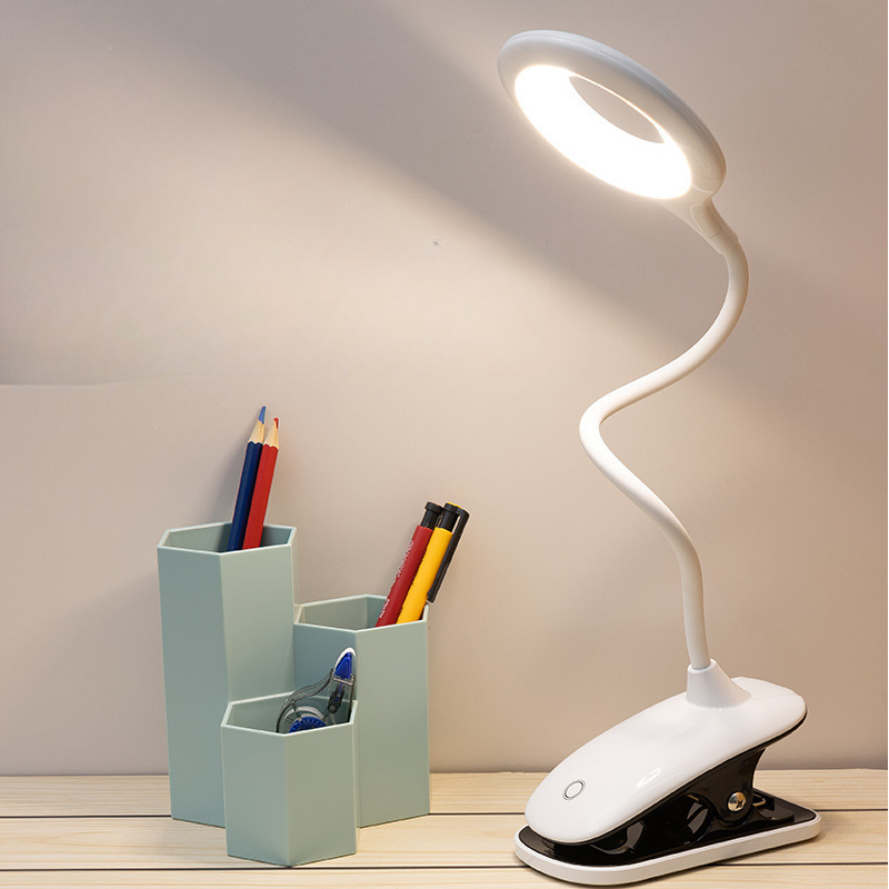 Rechargeable USB Clip-On Reading Light With Flexible Gooseneck And Dimmable Lighting