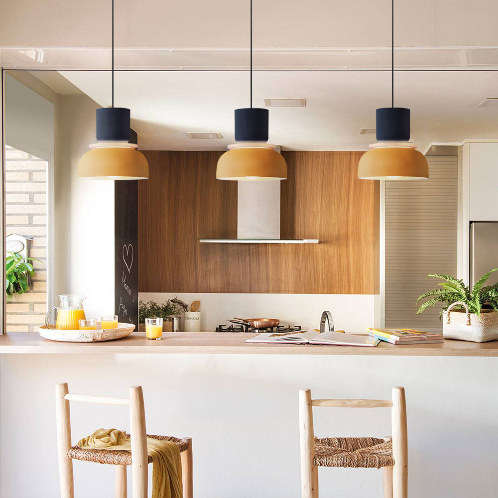 Nordic Pendant Light With Color Block Accent And Shade In Acrylic Bowl For Kitchen Or Dining Area