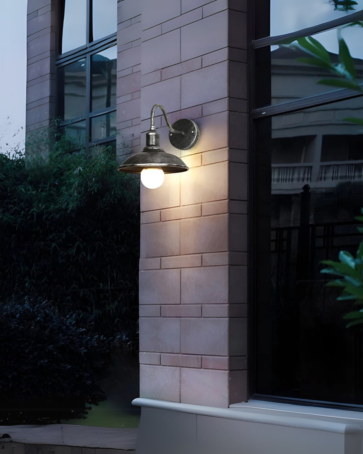 Modern Square Outdoor Wall Light With Minimalist Frame Black Brown Silver 24x23cm