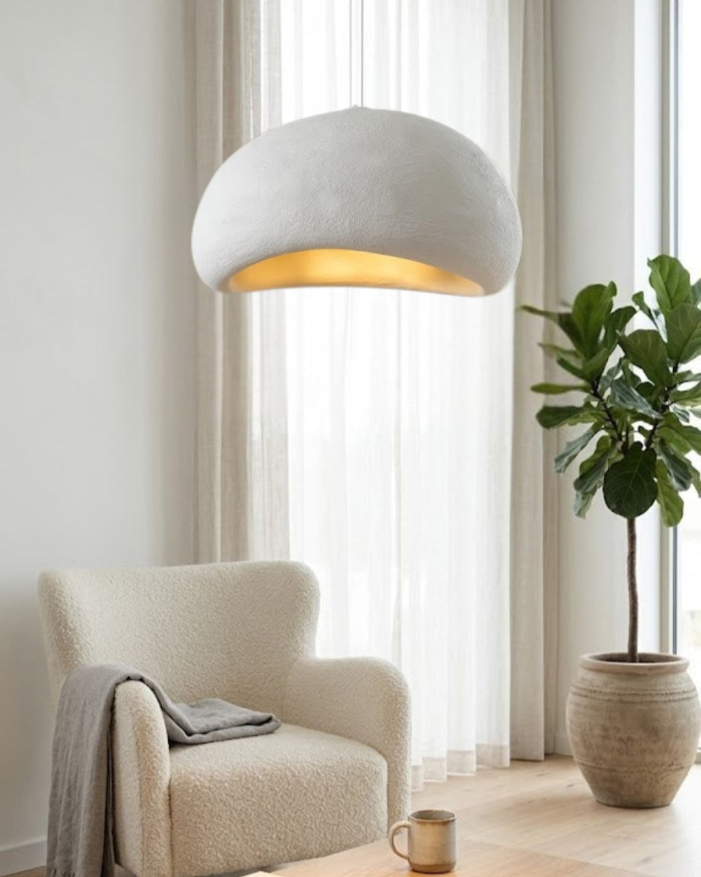 Wabi Sabi Polymer Pendant Light With Organic Texture For Living And Dining Rooms