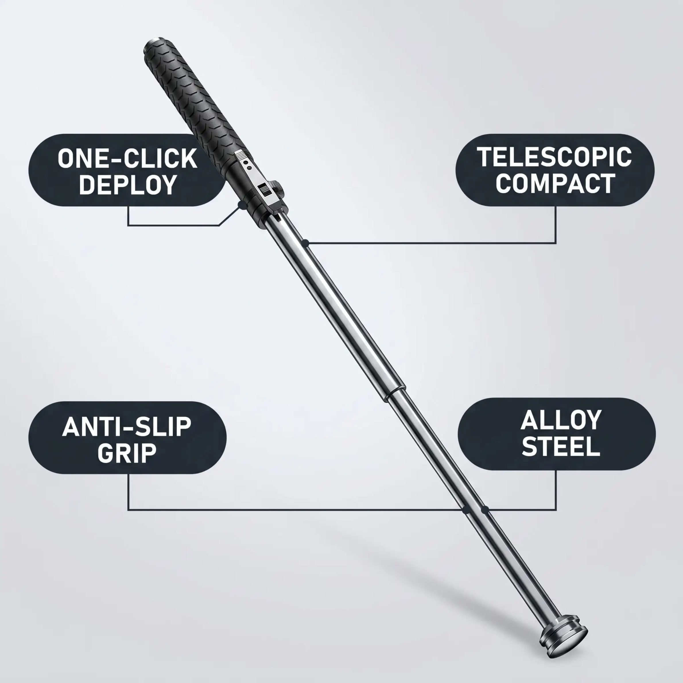 Telescoping Walking Cane With Spring-Loaded Deployment And Non-Slip Handle