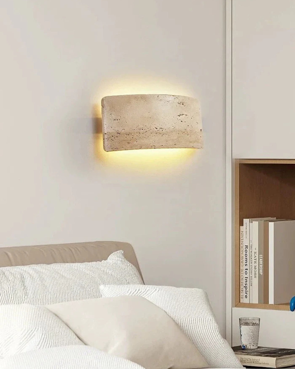 Travertine Wall Lamp With Warm LED Light For Indoor And Outdoor Waterproof