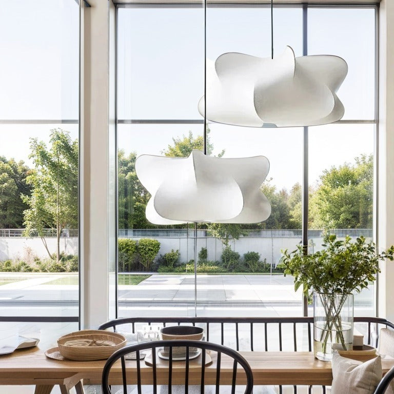 Suspension en soie style japonais, rose clair ou blanc, lumière diffuse chaude