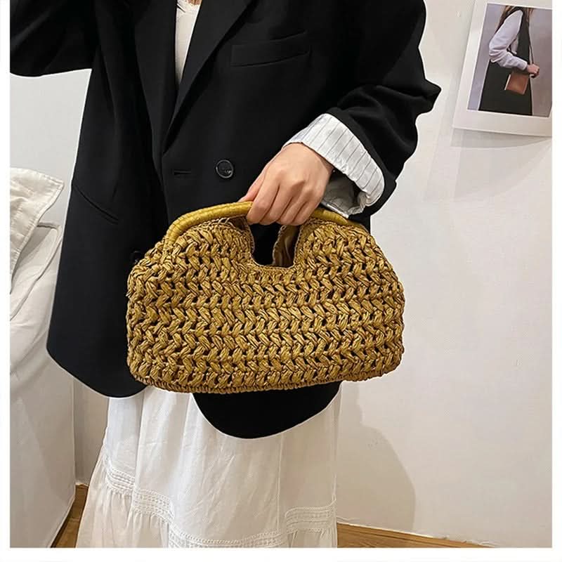 Borsa a tracolla in rafia intrecciata LUXEWEAVE — Leggera, perfetta per l’estate