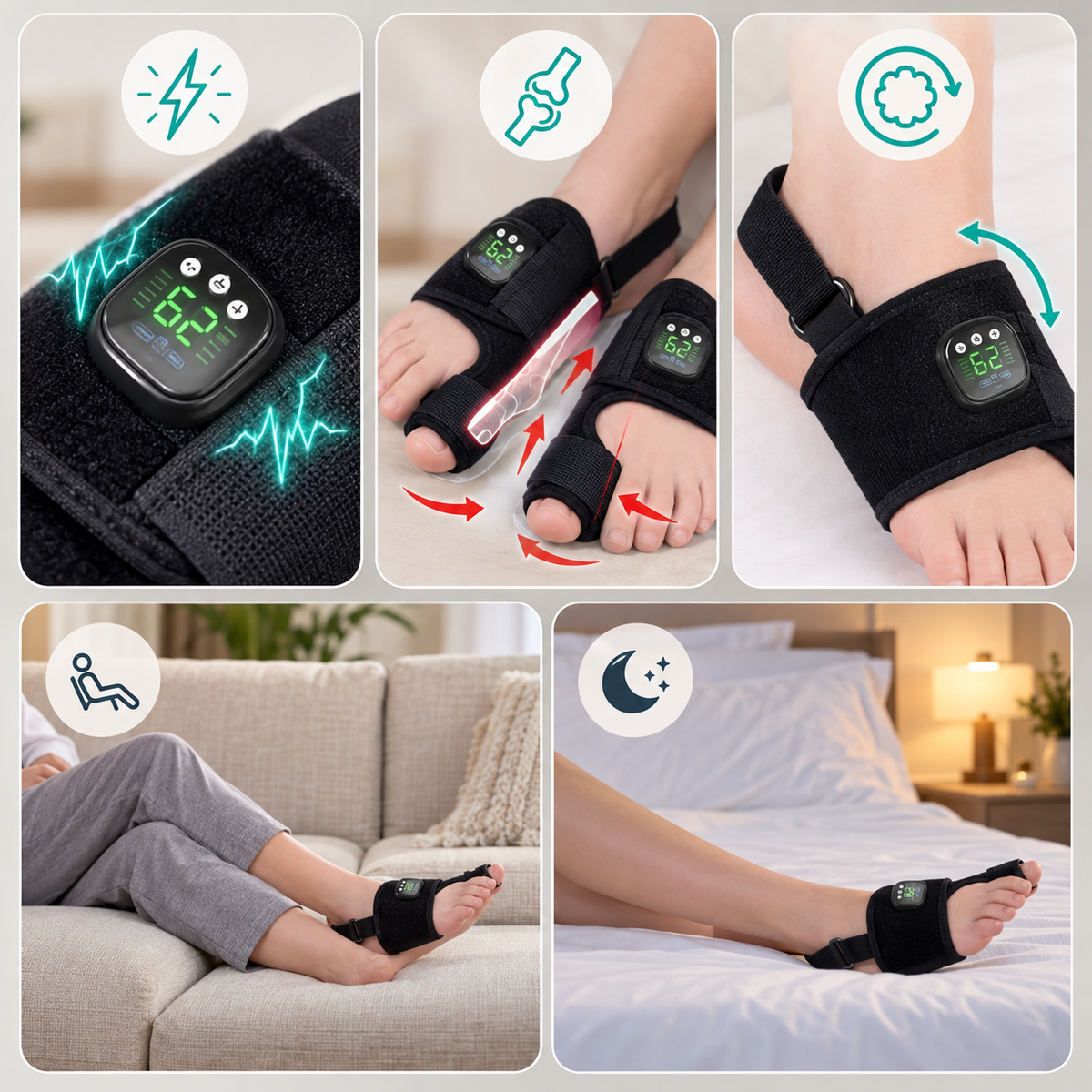 Adjustable Bunion Toe Correction Brace — EMS Stimulation, 29 Intensity Levels, 10 Modes