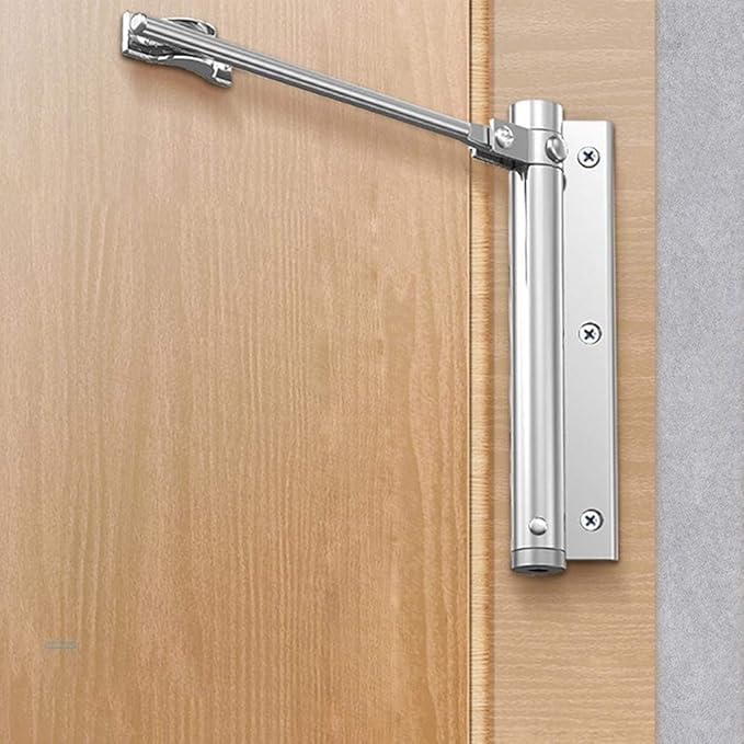 Închizător ajustabil cu arc pentru uși interioare — 4 niveluri de tensiune, oțel inoxidabil