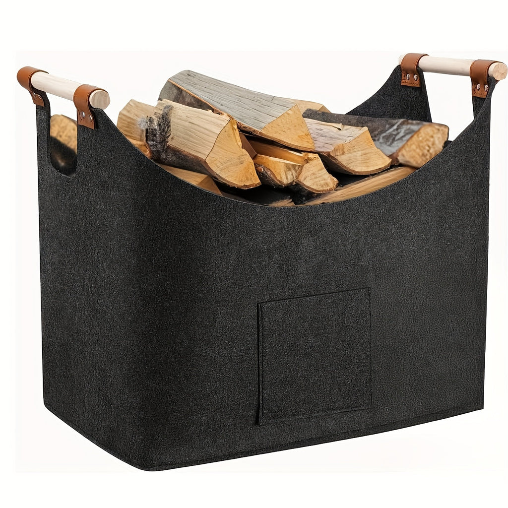 Large Felt Storage Basket For Firewood 55L For Fireplace And Stove