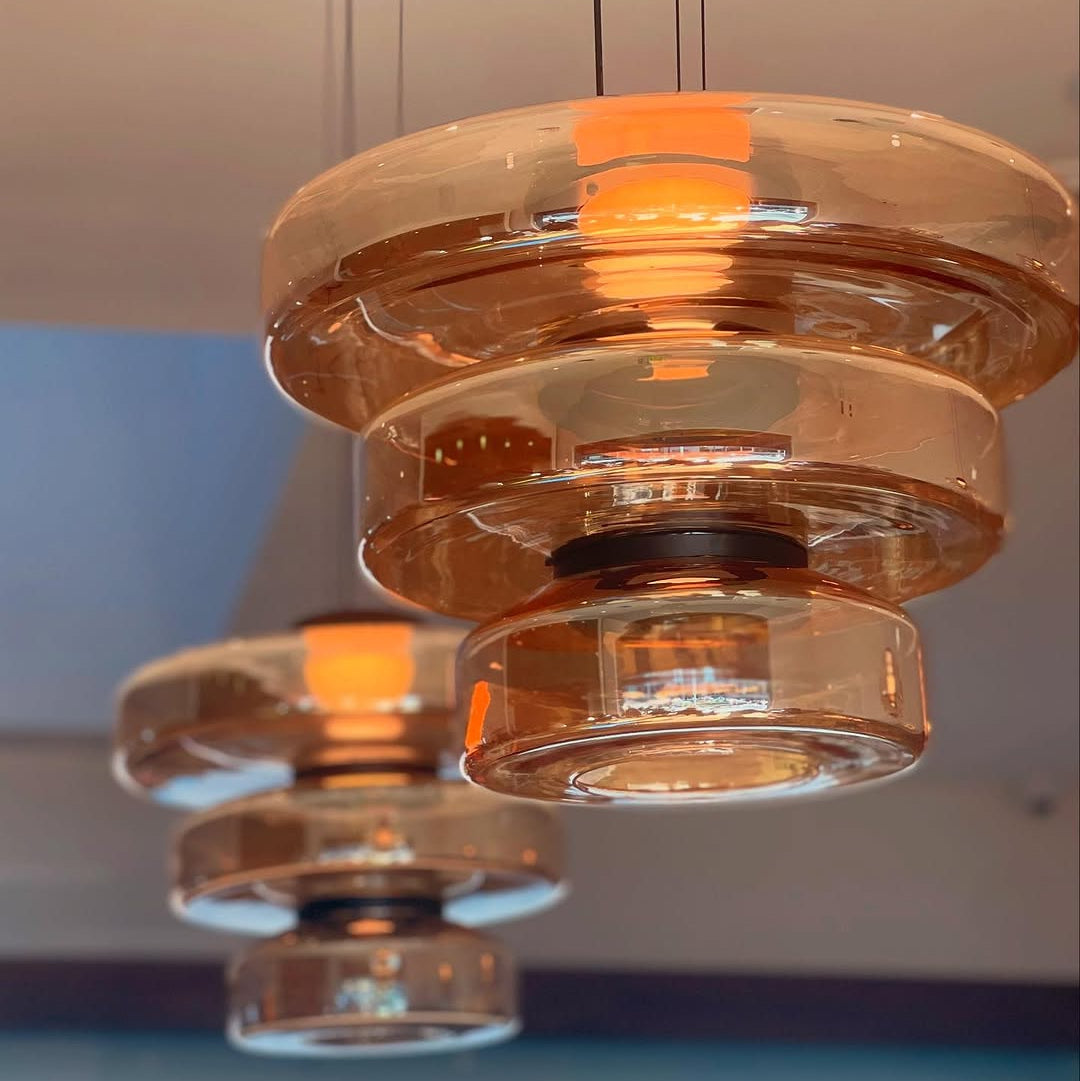 Bauhaus Style Tiered Glass Pendant Light With Integrated Led For Modern Interiors