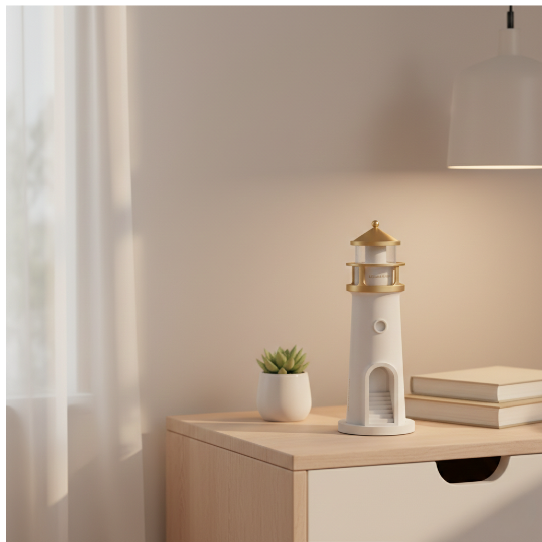 Lighthouse Night Light Projection With Bluetooth Speaker For Ambient Home Ambience And Relaxing Glow