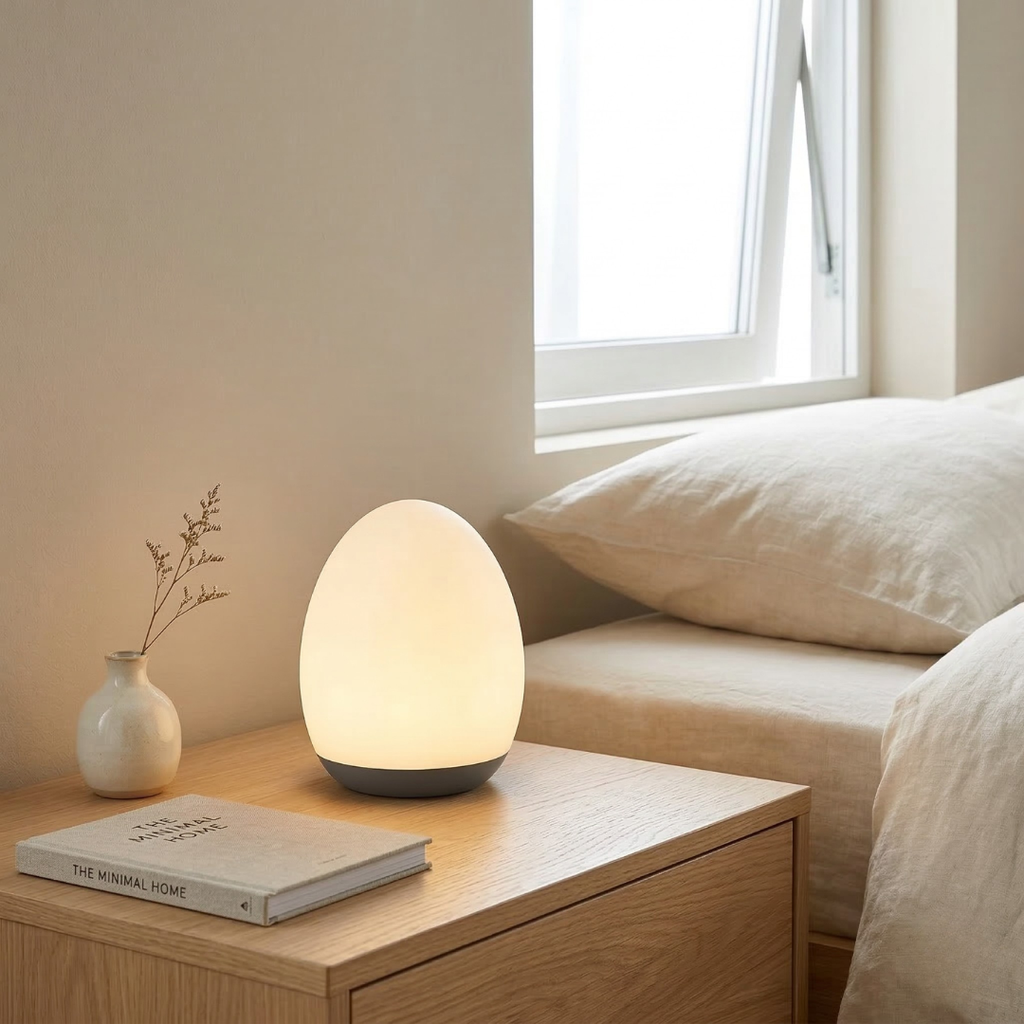 Egg Shaped Night Light With Rechargeable LED Battery, Touch Control And Adjustable Brightness For Safe Sleep