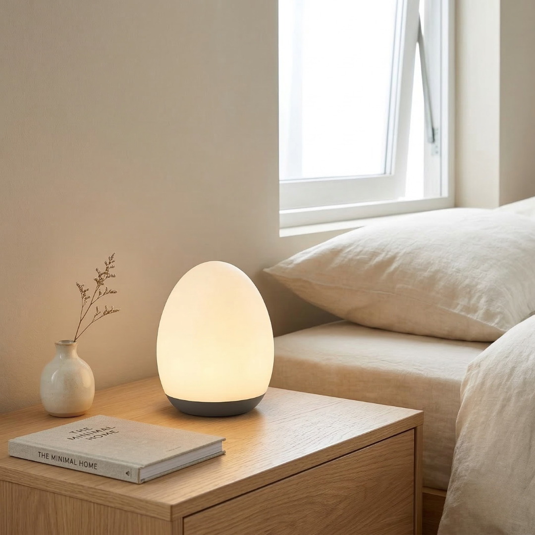 Egg Shaped Night Light With Rechargeable LED Battery, Touch Control And Adjustable Brightness For Safe Sleep