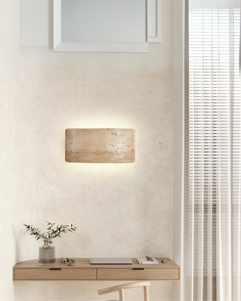 Travertine Wall Lamp With Warm LED Light For Indoor And Outdoor Waterproof