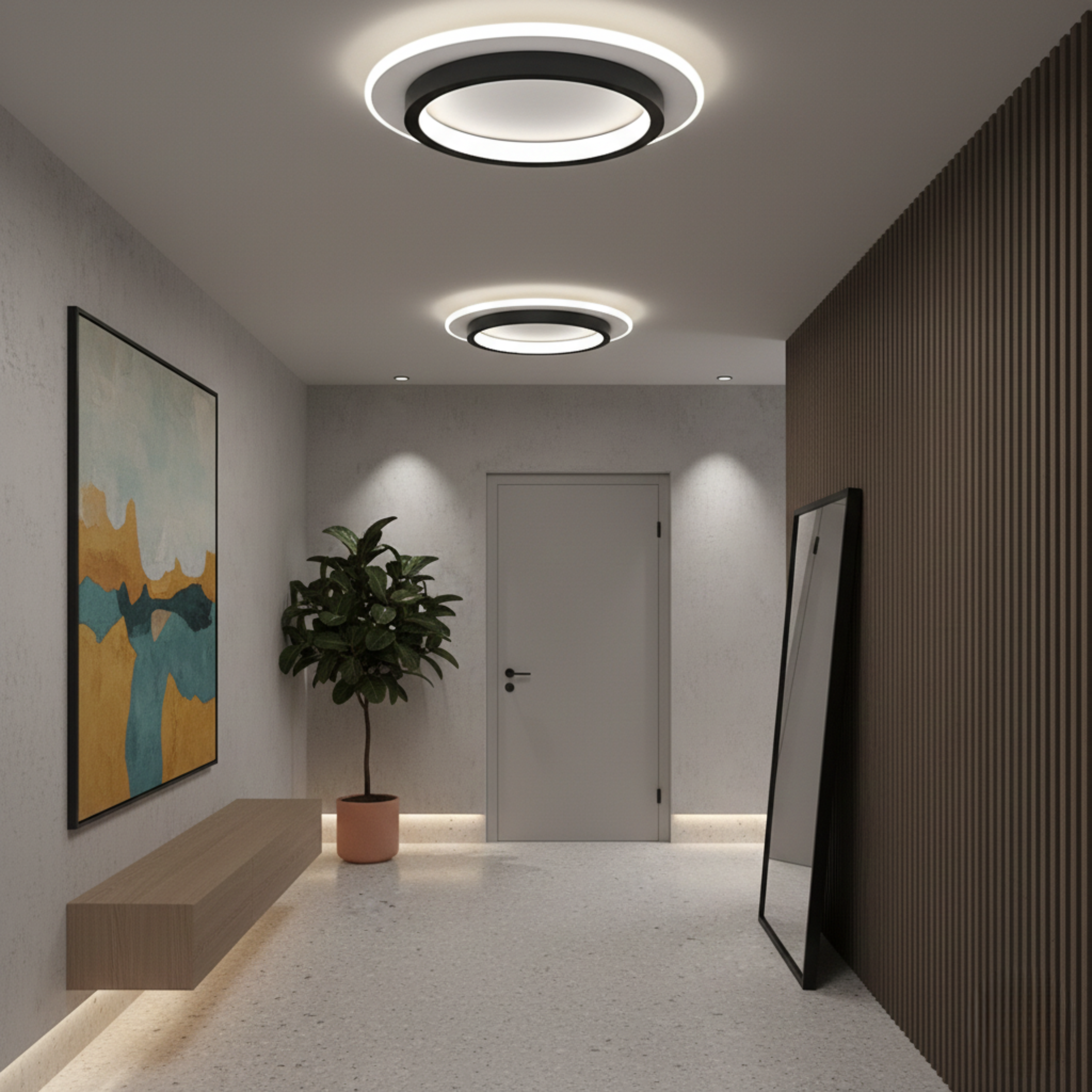 AureaLux Contemporary LED Ceiling Light With Sleek Flush Mount Fixture For Modern Interiors