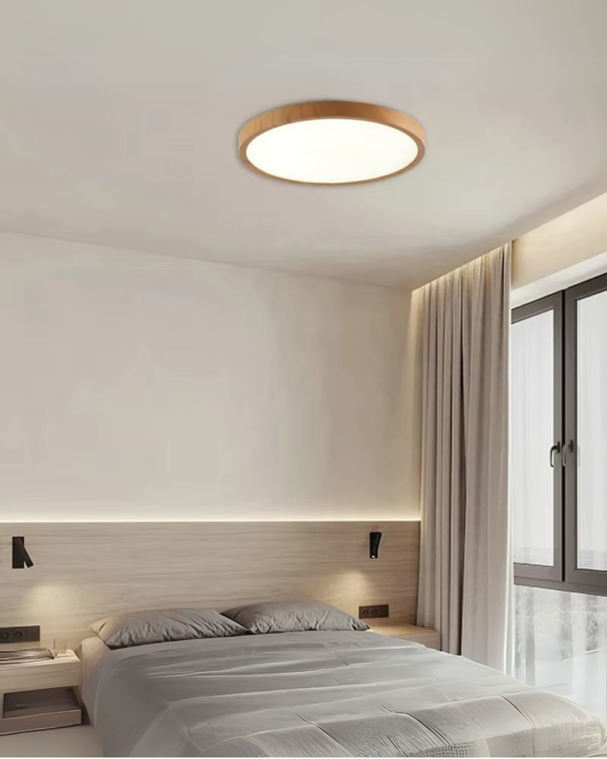 Ultra-Thin Wood Ceiling Light For Living Rooms And Bedrooms