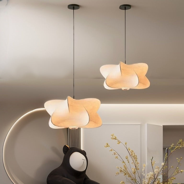 Suspension en soie style japonais, rose clair ou blanc, lumière diffuse chaude