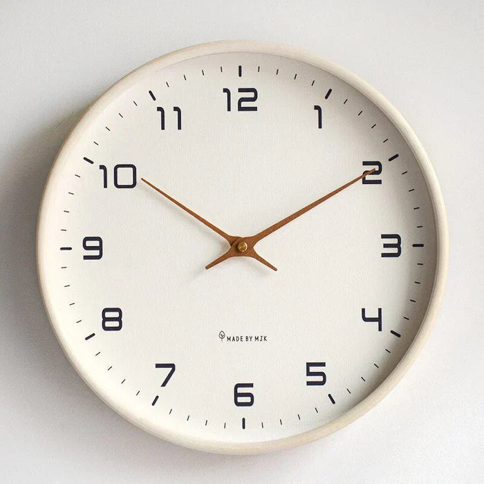 Square Solid Wood Wall Clock With Brown Cream Finish, Scandinavian Design, Quiet Movement