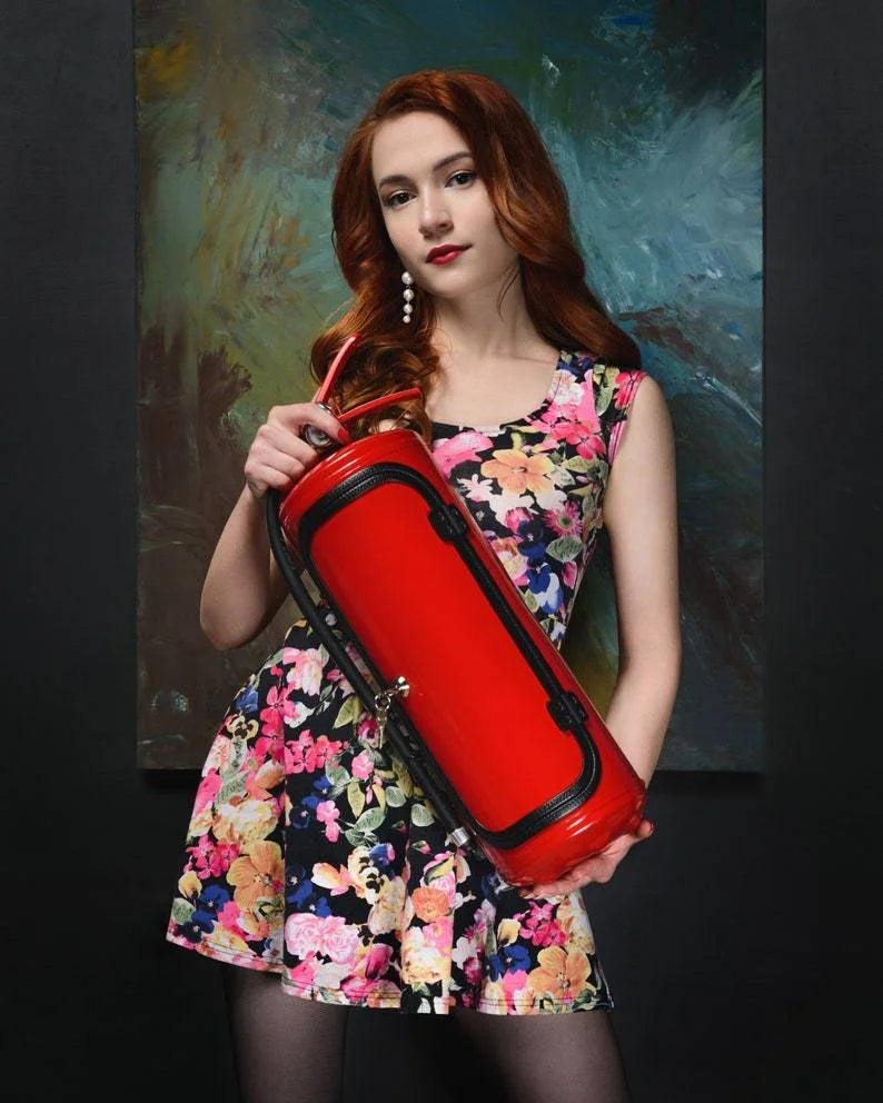 Mancave Red Metal Bottle Storage Disguised Fire Extinguisher