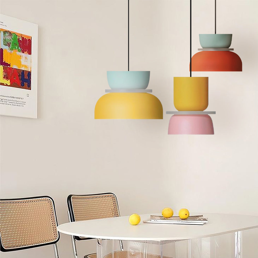 Nordic Pendant Light With Color Block Accent And Shade In Acrylic Bowl For Kitchen Or Dining Area