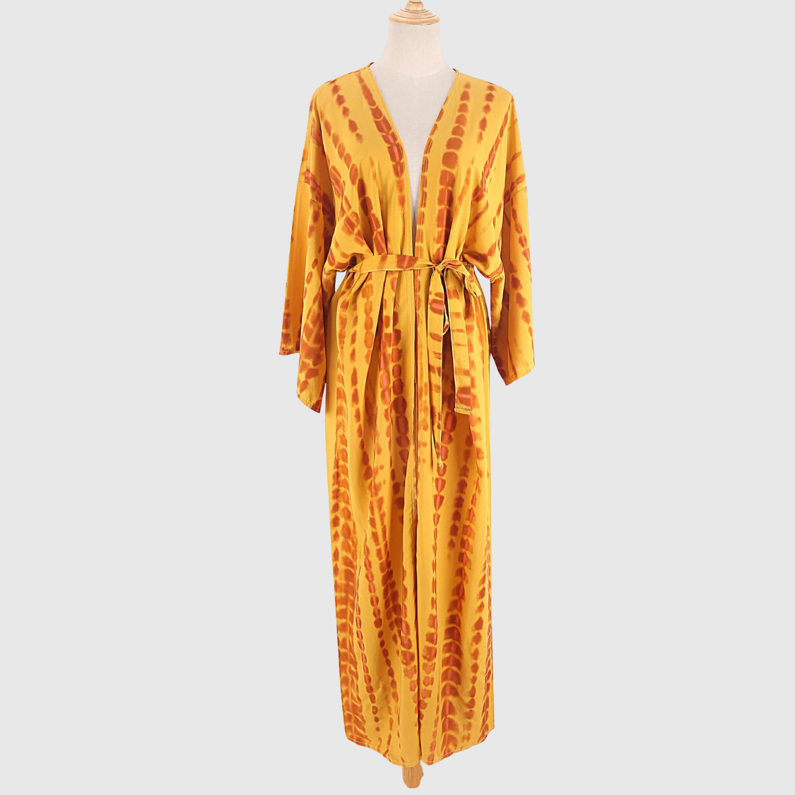 OCEANVEIL Tie Dye Beach Cover Up Kimono — Flowing Self-Belted Summer Layering Piece