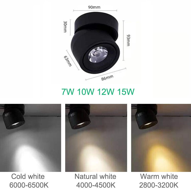 Dimmable Aluminum LED Spotlight — 340° Rotating Directional Light