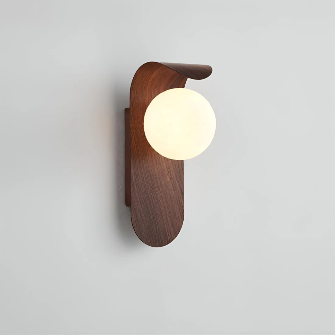 Scandinavian Wood Globe LED Wall Lamp, 1 Light, Modern Design