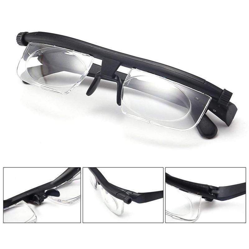 Unisex Adjustable Focus Reading Glasses With -6 To +3 Diopter Range For Reading Black