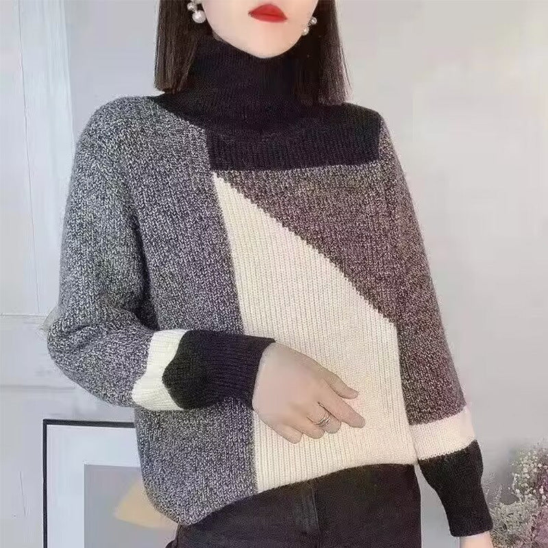 Pull à col en patchwork rétro