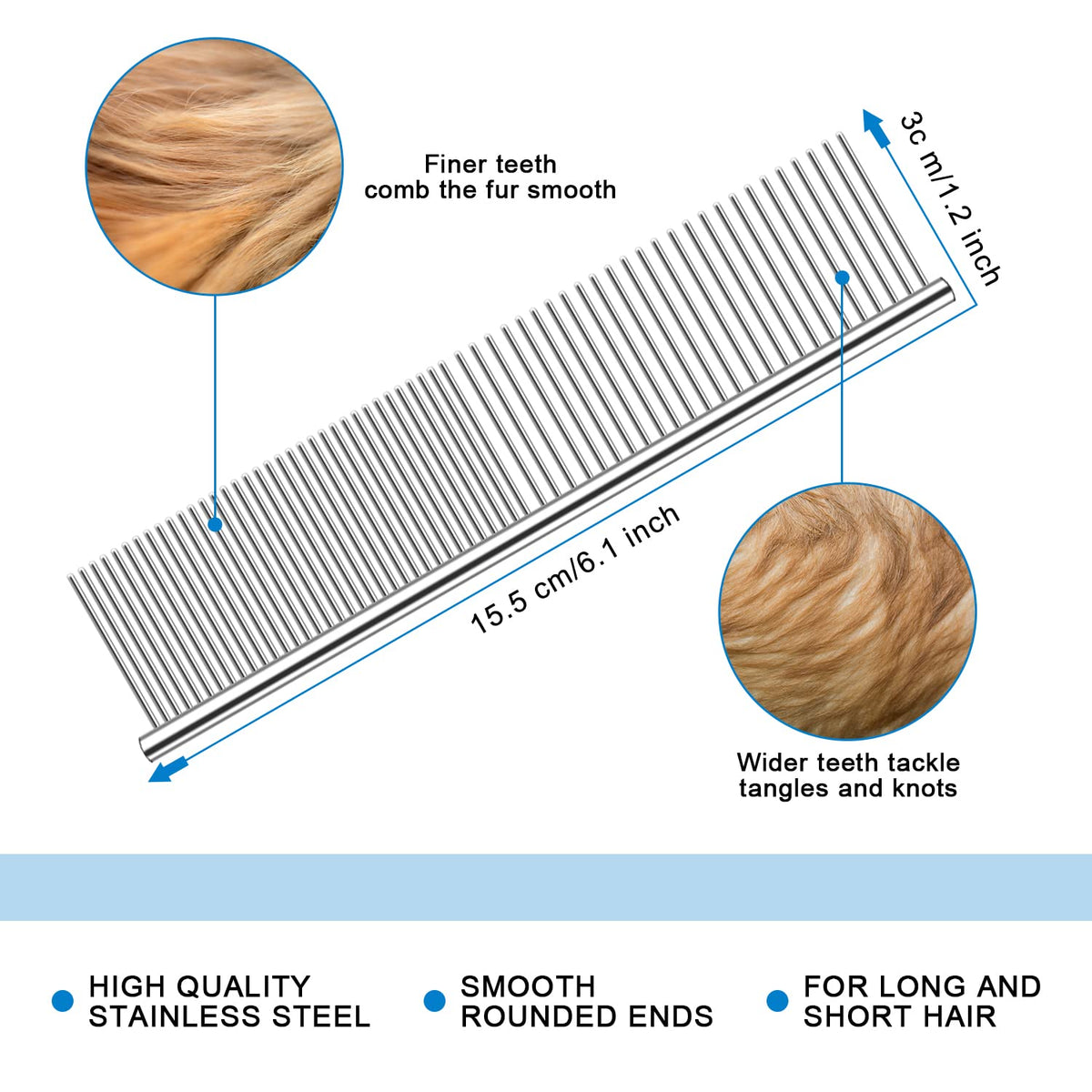 Brosse démêlante double face pour chien et chat - Démêlage en douceur et élimination en profondeur des nœuds