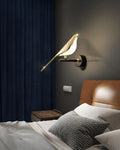 Bird Motif Wall Lamp In Gold And Black Metal With Warm White LED