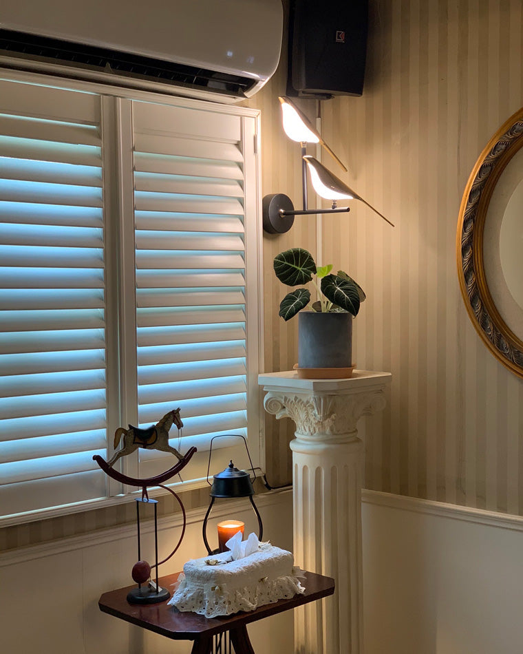 Bird Motif Wall Lamp In Gold And Black Metal With Warm White LED