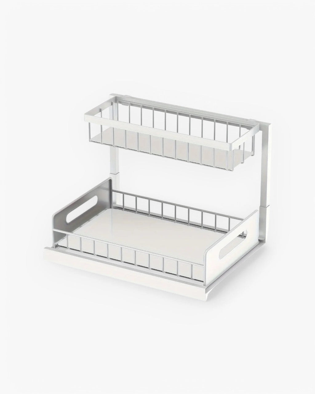 Under-Sink Extendable Cabinet Organizer With Two Levels Black And White