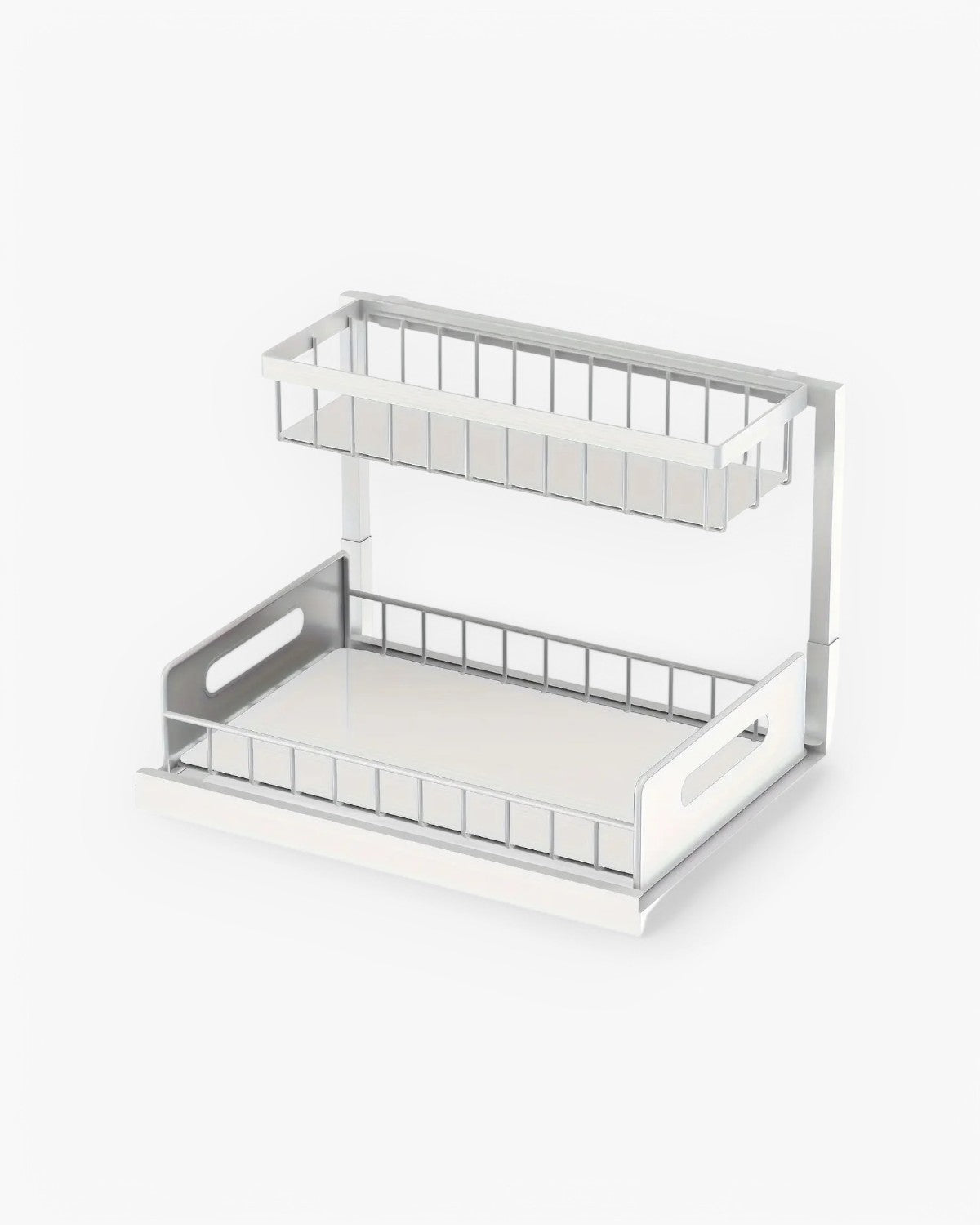 Under-Sink Extendable Cabinet Organizer With Two Levels Black And White