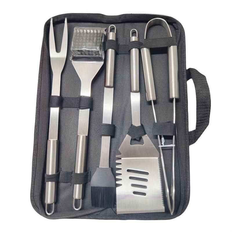 GRILLMASTER Set de ustensile pentru grătar — unelte din oțel inoxidabil și husă de transport