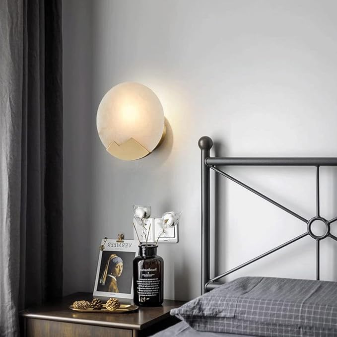 Luminux Marble Wall Light With Led And Brass Accents In Nordic Style Interiors, Elegant Lighting