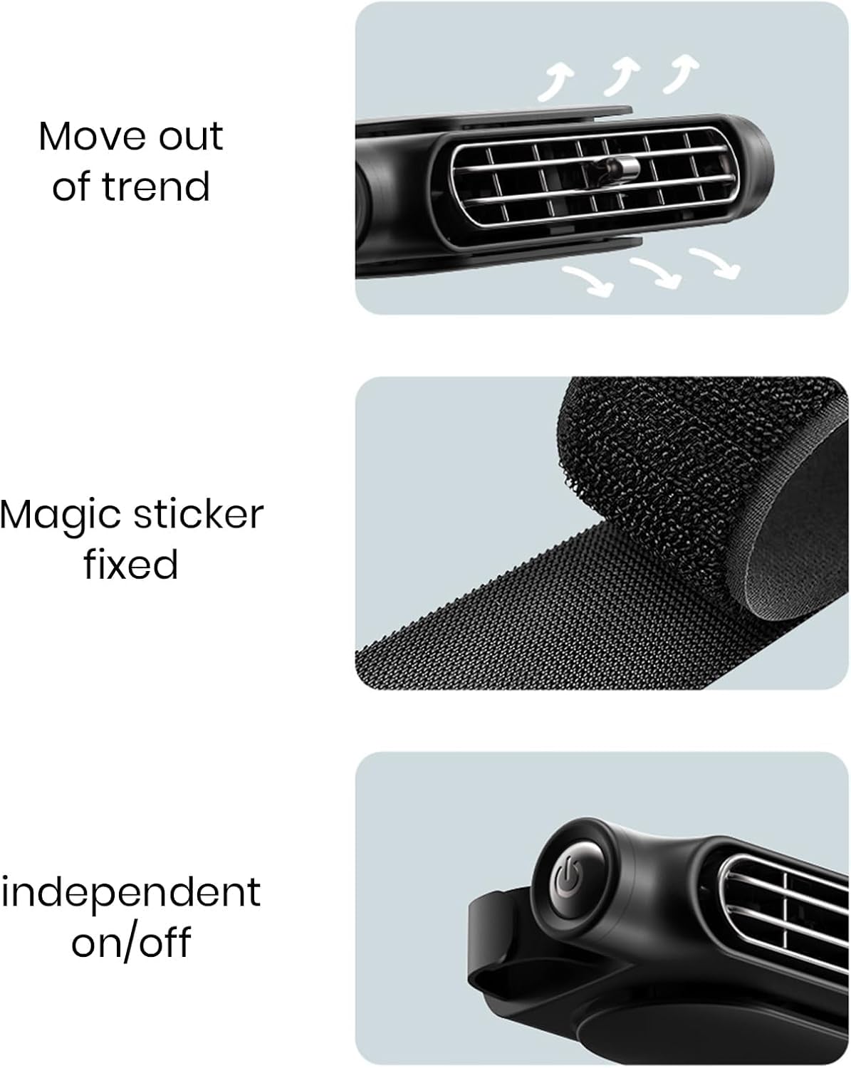 Headrest Mounted USB Powered Car Fan With Three Speeds, Bladeless And Quiet