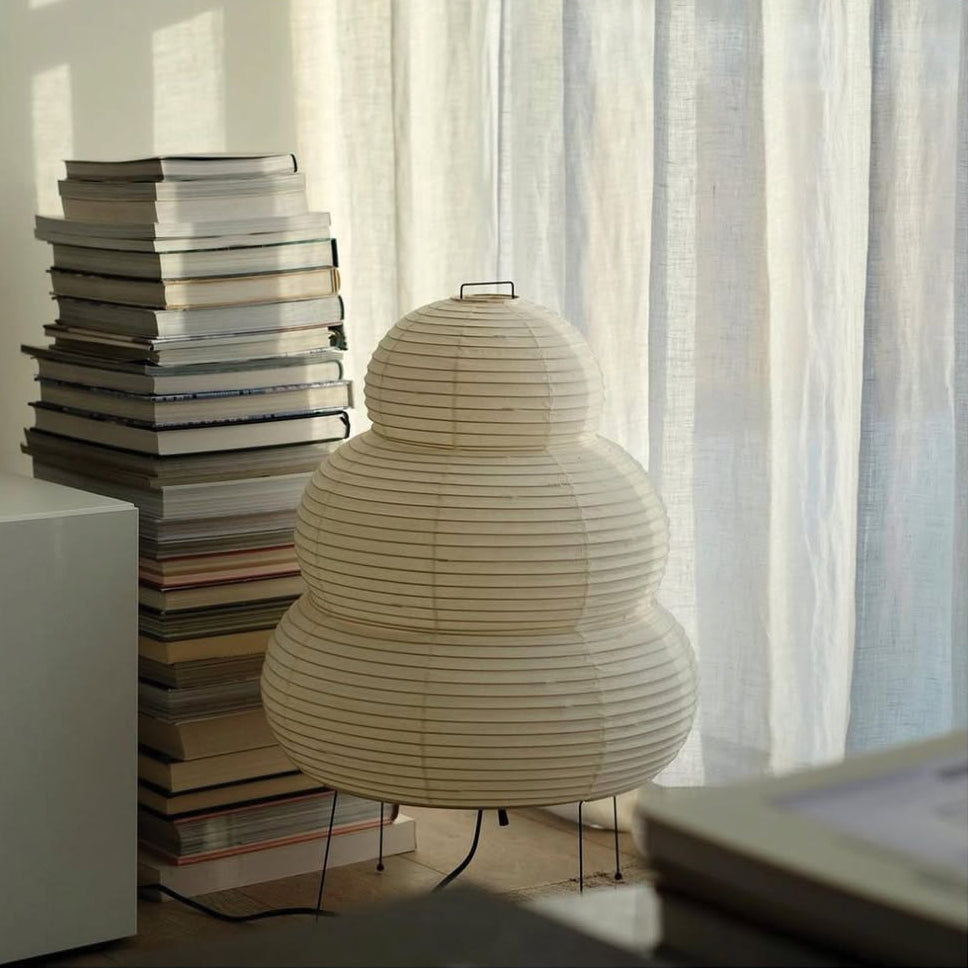Rice Paper Lamp With Shade Layered Paper For Indoor Use On Flat Surfaces Floor Lamp
