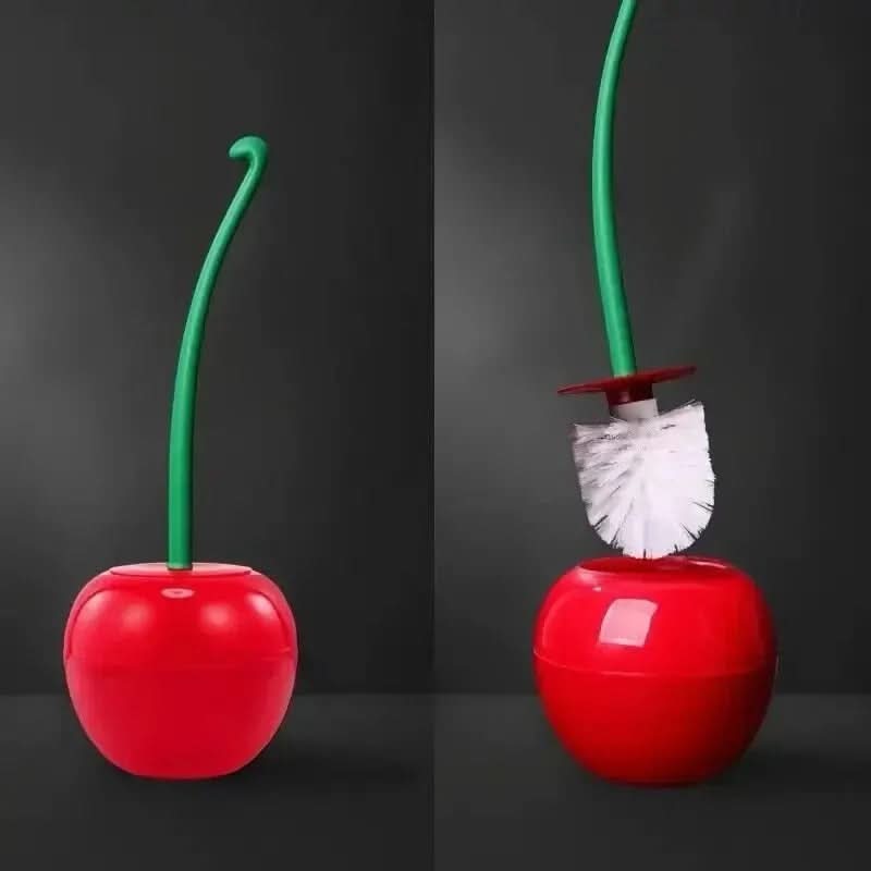CHERRICLEAN toiletsæt med kirsebærformet toiletbørste og holder — legende design til rengøring af badeværelset