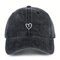 Vintage Cotton Baseball Cap With Heart Stitching Adjustable Washed Sports Hat