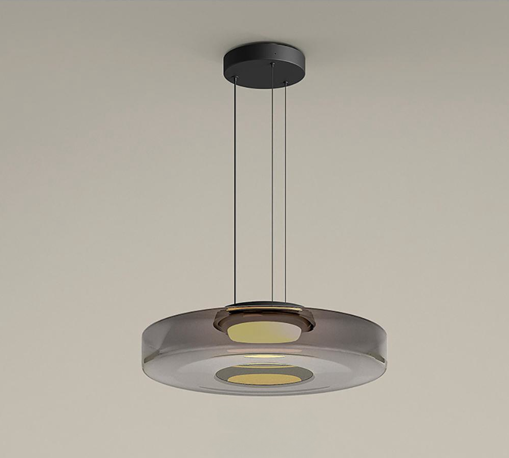 Zenor Amber Glass Layered Pendant Lamp For Dining Room And Living Room