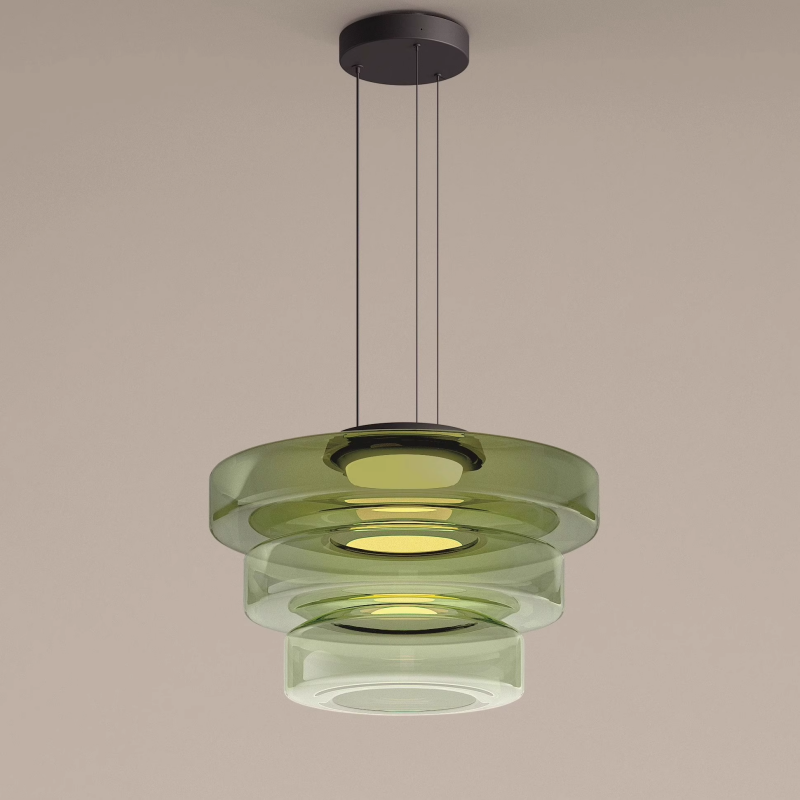 Zenor Amber Glass Layered Pendant Lamp For Dining Room And Living Room