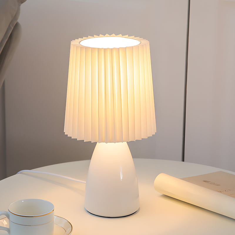 Asterra Pink Glass Base Desk Lamp With Dimmable Light And USB Port For Home Office And Study