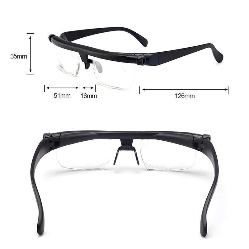 Unisex Adjustable Focus Reading Glasses With -6 To +3 Diopter Range For Reading Black