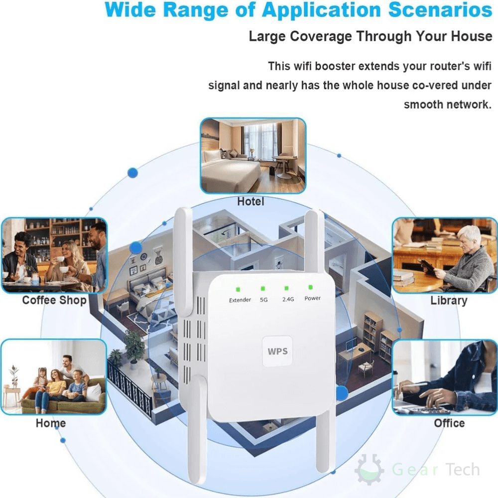 5G Dual Band WiFi Extender 300Mbps Reach Up To 1000ft With WPS