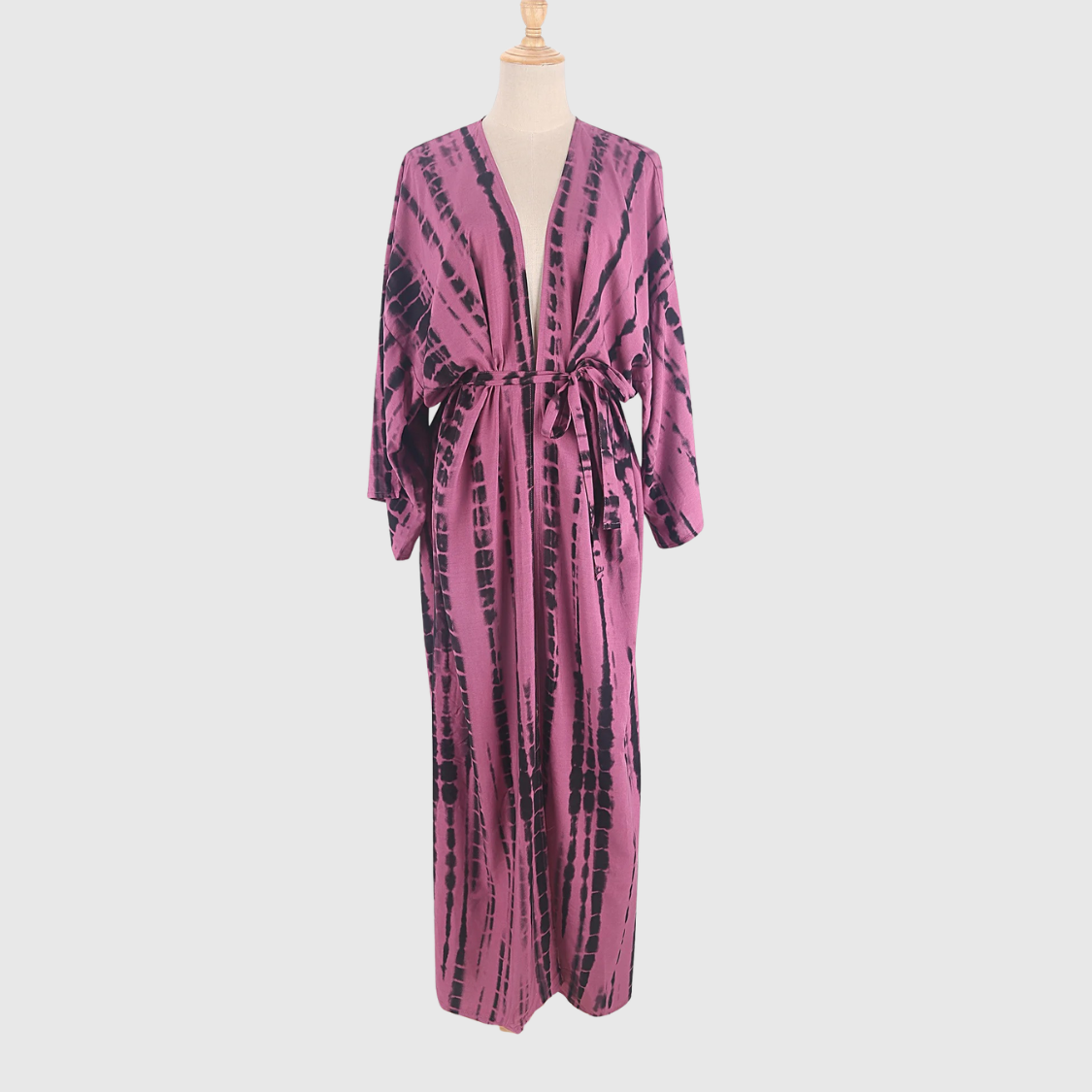 OCEANVEIL Tie Dye Beach Cover Up Kimono — Flowing Self-Belted Summer Layering Piece