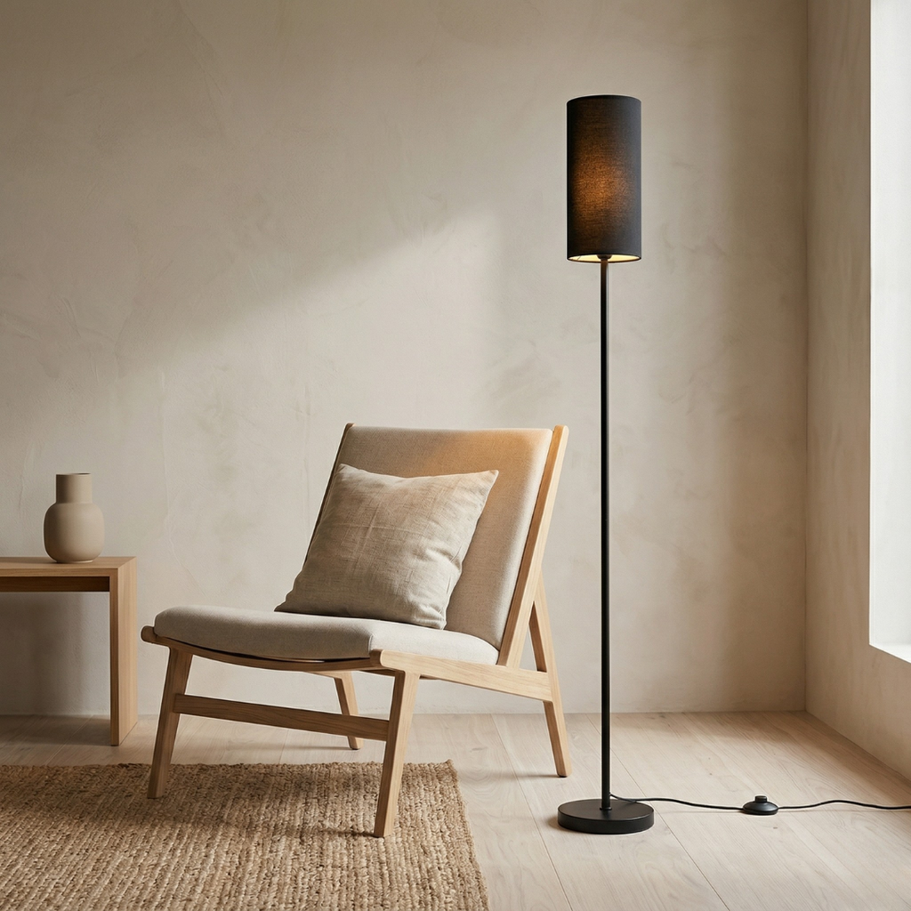 LED-Stehlampe mit drei Farbtemperaturen und praktischem Fußschalter für einfache Bedienung