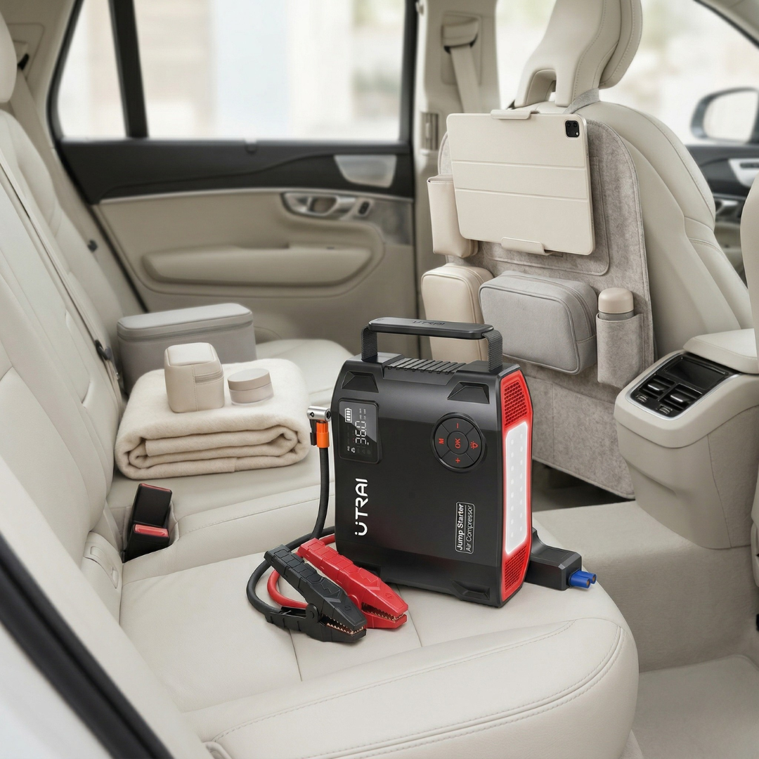 Utrai 2000A Jump Starter Power Bank Portable Car Emergency Kit With Air Compressor And LED Light