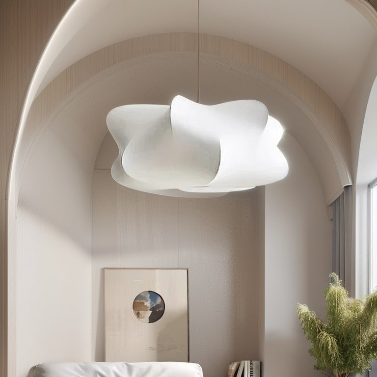 Suspension en soie style japonais, rose clair ou blanc, lumière diffuse chaude