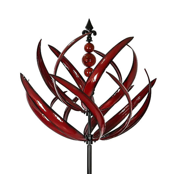 Rotating Metal Windmill Weather Vane With Bird Design, Blue And Red, 90cm Garden Decor
