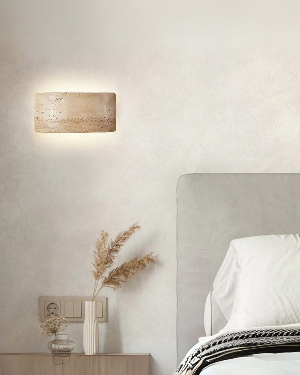 Travertine Wall Lamp With Warm LED Light For Indoor And Outdoor Waterproof