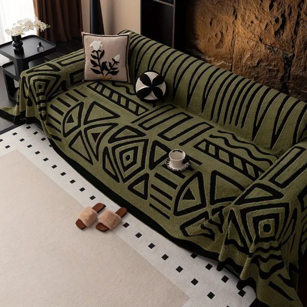 Urban Maze Microfiber Jacquard Sofa Cover With Non-Slip Backing For 2 To 4 Seater Couches